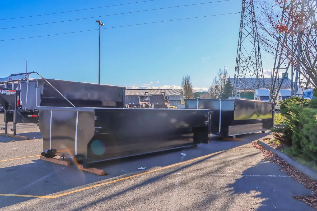 Roll-off dumpster ready for waste disposal at job site for Commercial Dumpster Rental in Peru